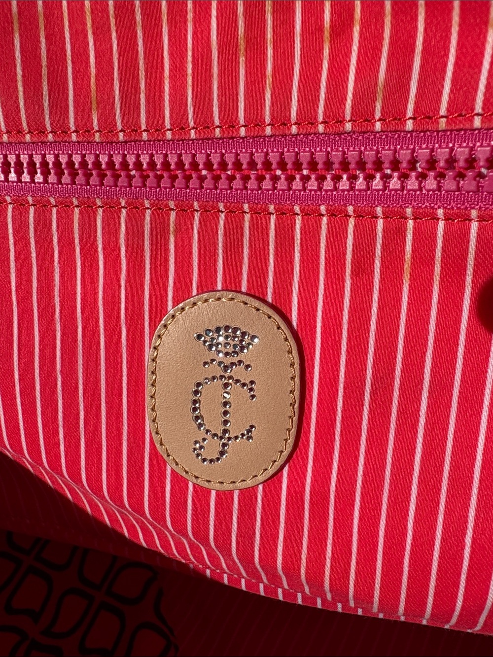 Juicy Couture Pink and Orange Large Geometric Tote with Cowhide Leather Trim - Picture 12 of 16